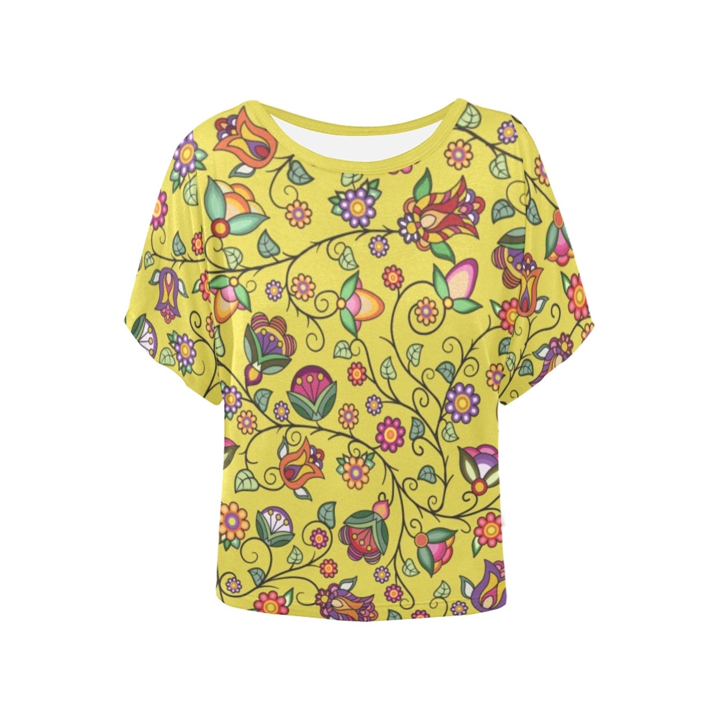 Heartbeat Petals Yellow Women's Batwing-Sleeved Blouse T shirt