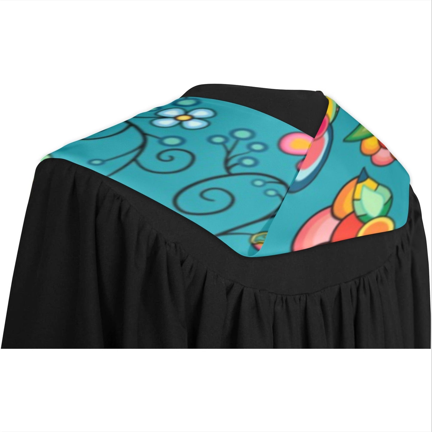 Floral Bounty Teal Graduation Stole
