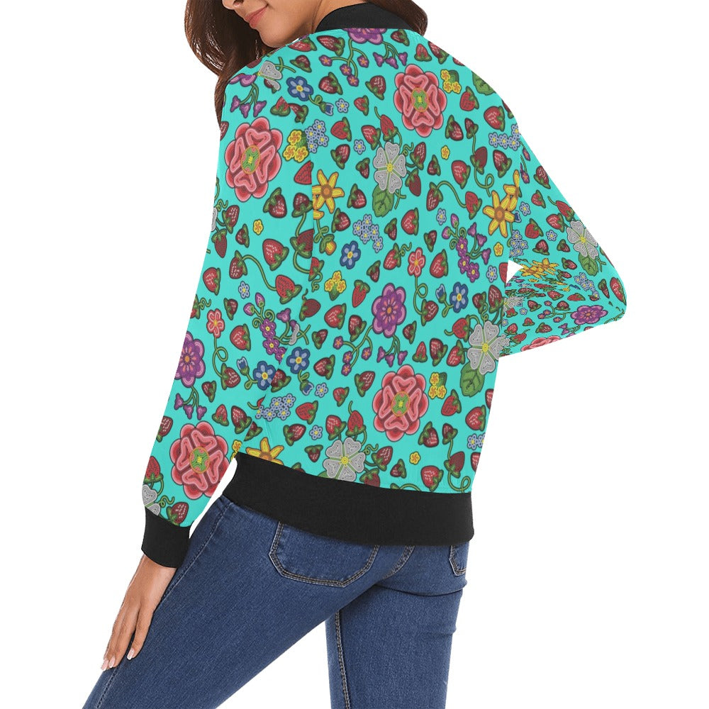 Berry Pop Turquoise Bomber Jacket for Women