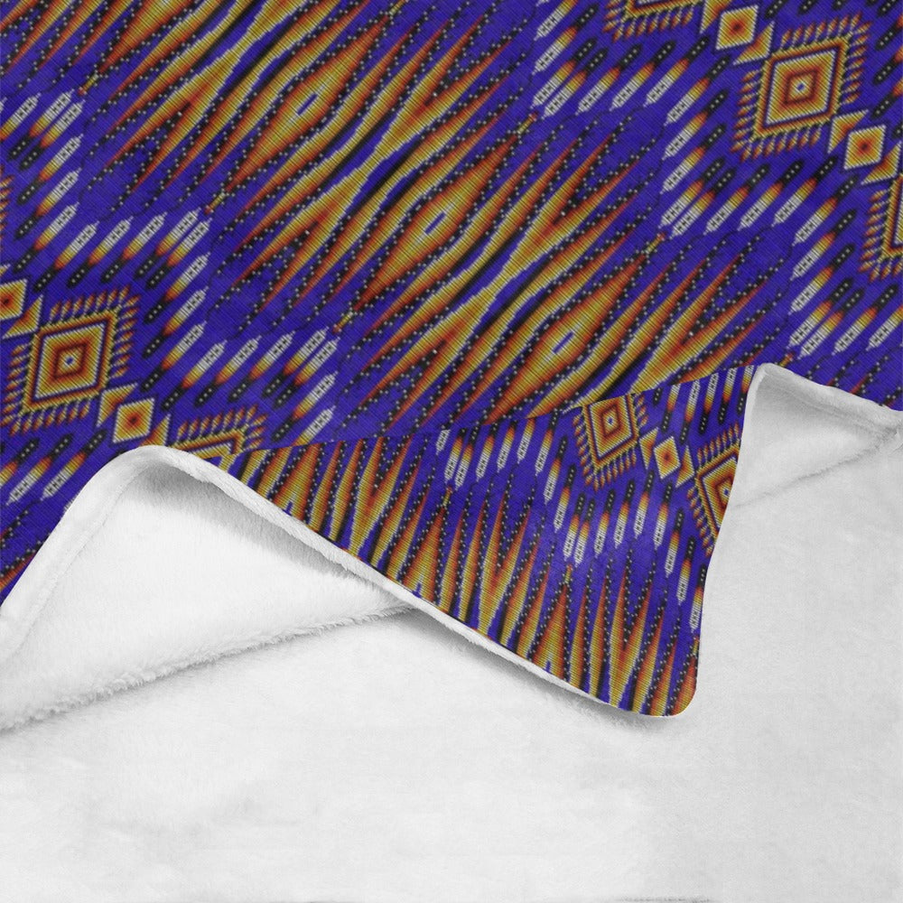 Fire Feather Blue X-Large Micro Fleece Blanket