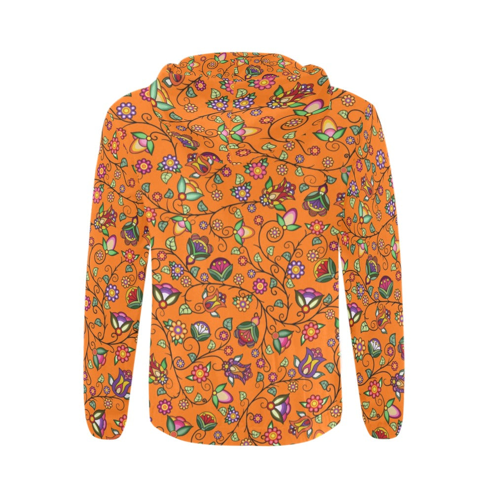 Heartbeat Petals Orange Men's Zipper Hoodie