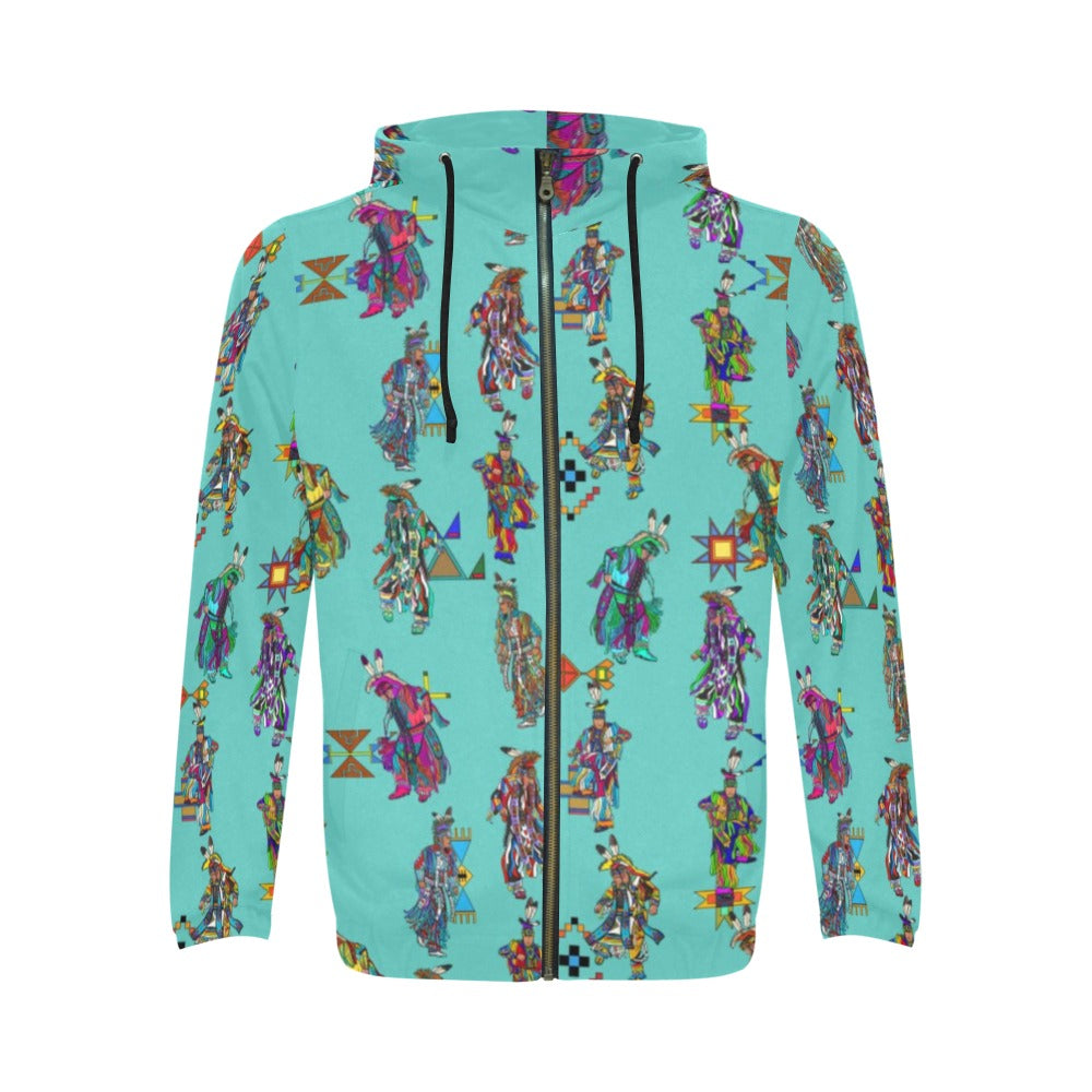 Men's Grass Dancers Eggshell Blue Zip Hoodie