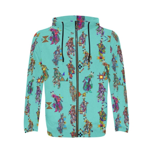 Men's Grass Dancers Eggshell Blue Zip Hoodie