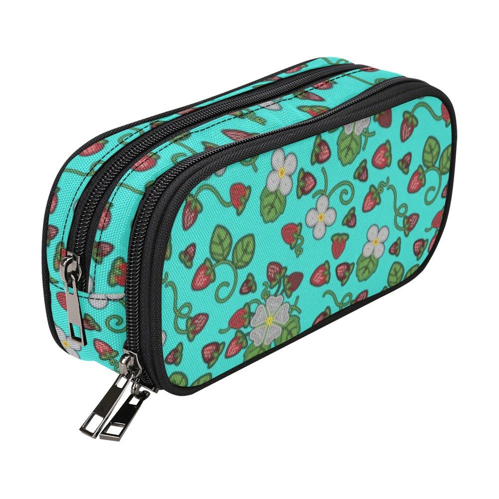 Strawberry Dreams Turquoise Pencil Pouch