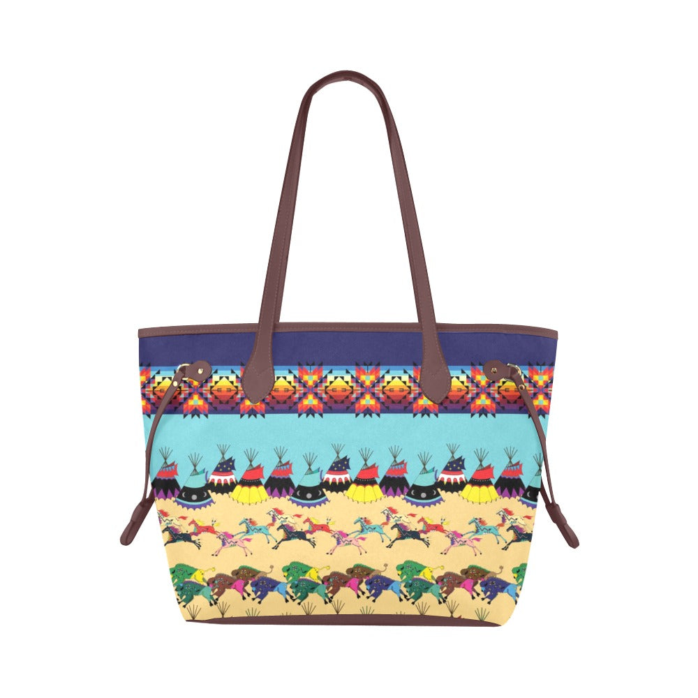 Horse and Buffalo Ledger Clover Canvas Tote
