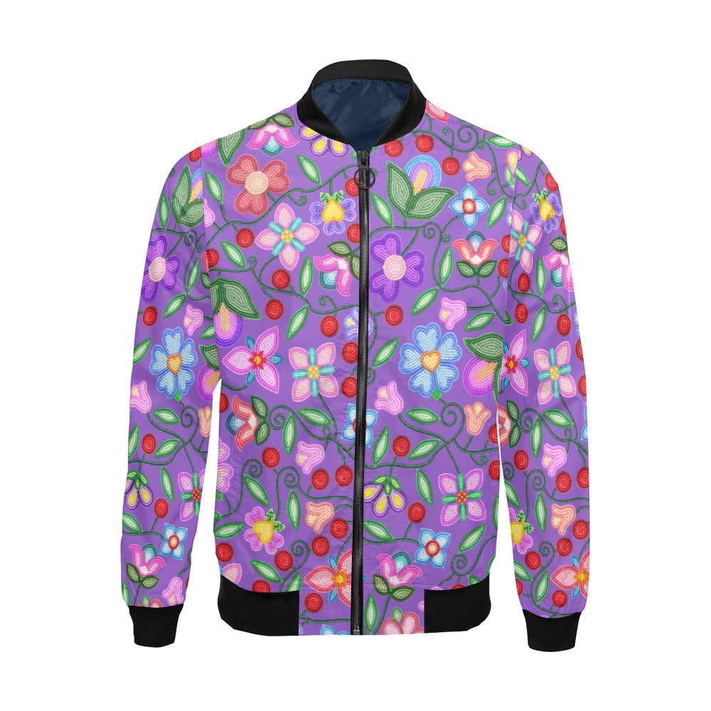 Petal Harmony Lavender Bomber Jacket
