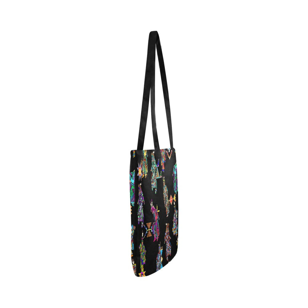 Men's Grass Dancers Black Reusable Shopping Bag