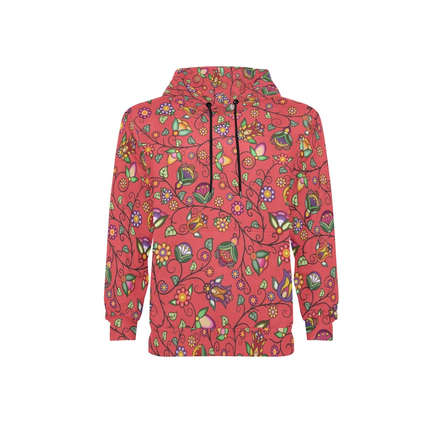 Heartbeat Petals Red Men's Long Sleeve Fleece Hoodie