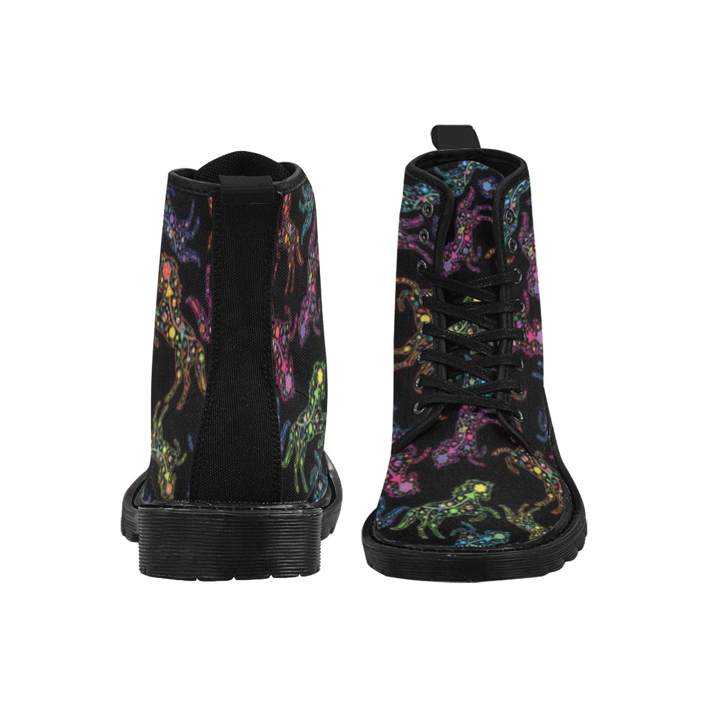 Neon Floral Horses Boots