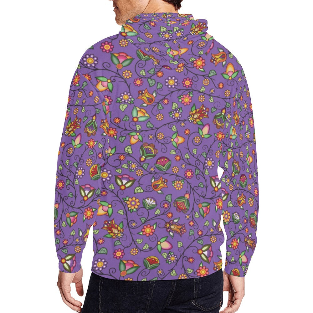 Heartbeat Petals Purple Men's Zipper Hoodie