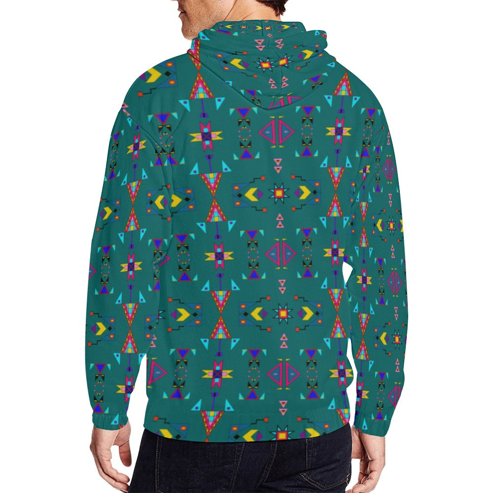 Enemy Territory Teal Men's Zipper Hoodie