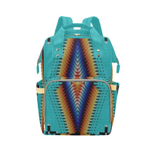 Load image into Gallery viewer, Diamond in the Bluff Turquoise Multi-Function Diaper Backpack/Diaper Bag
