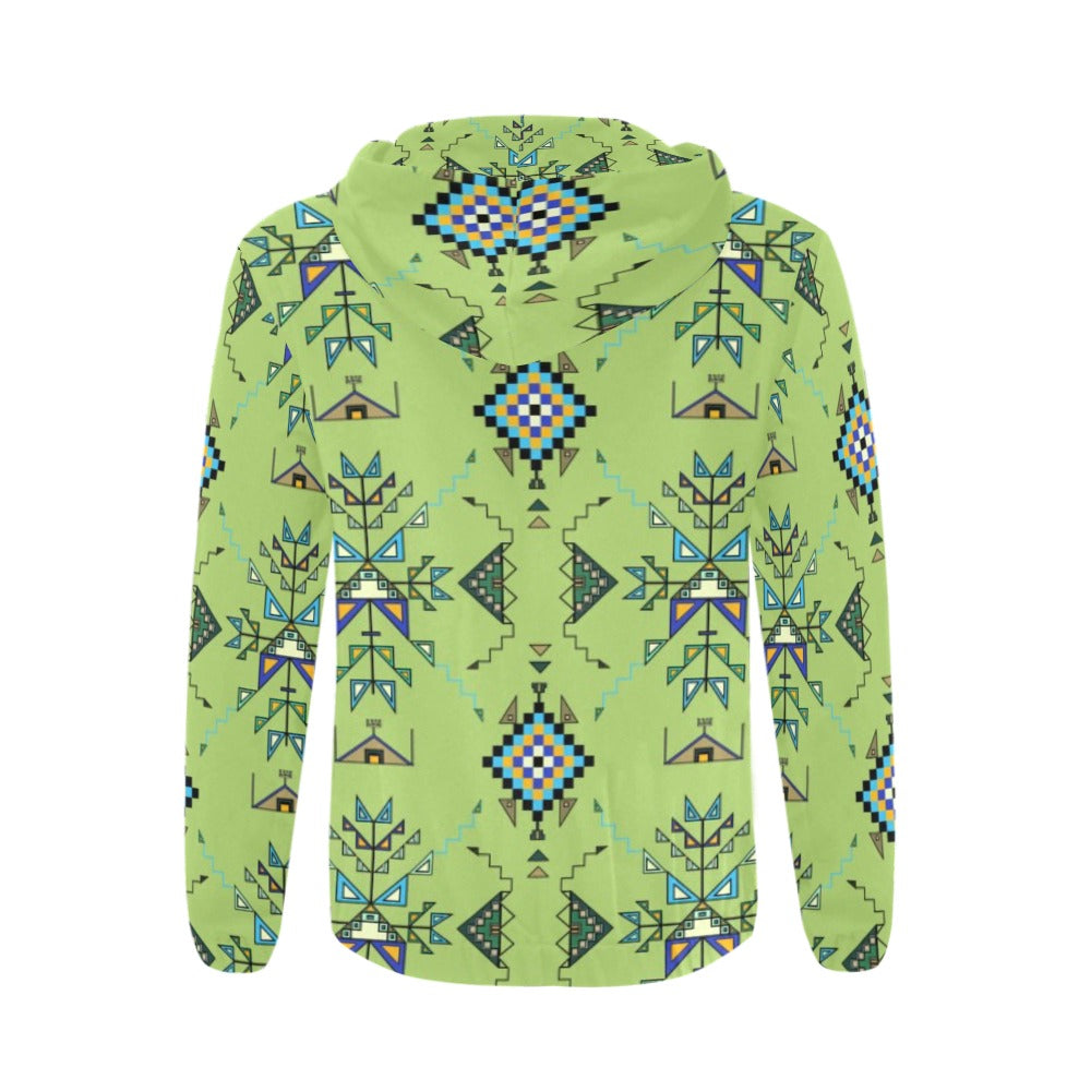 Bear Shield Green Zip Hoodie