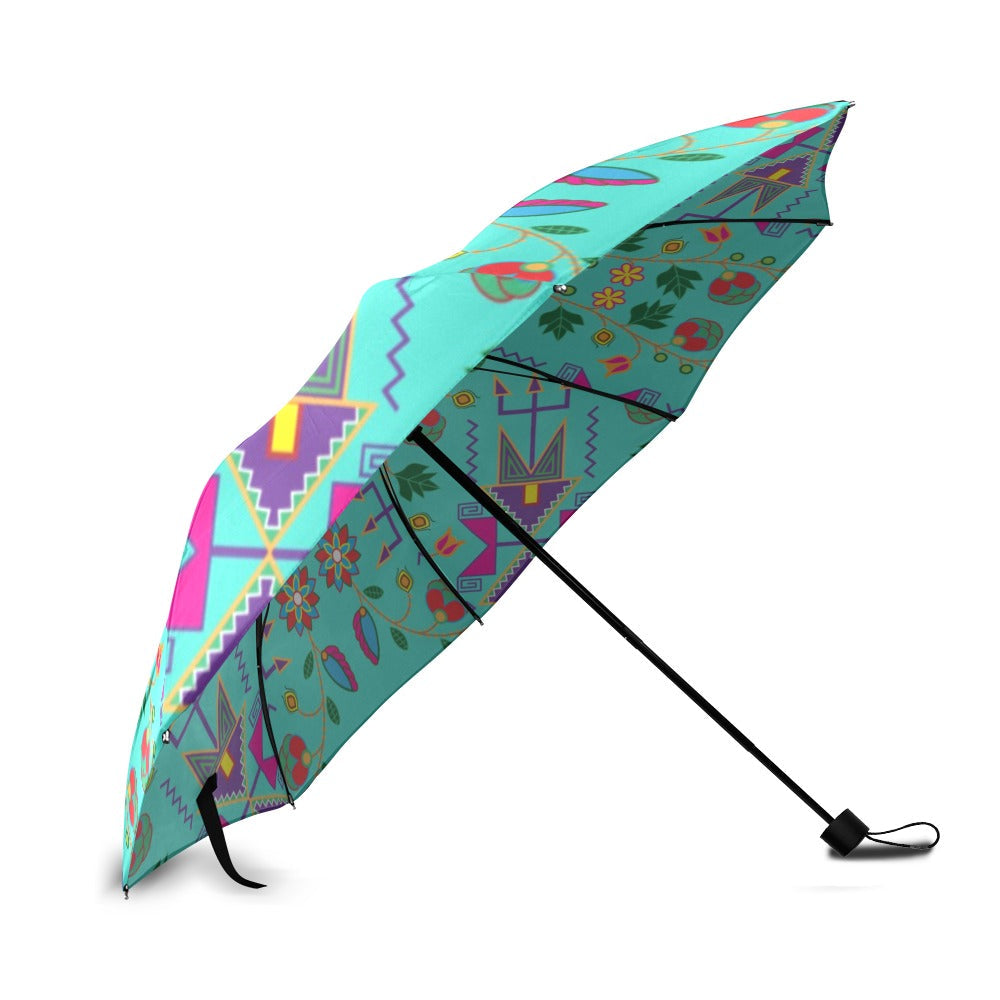 Geometric Floral Fall Sky Foldable Umbrella