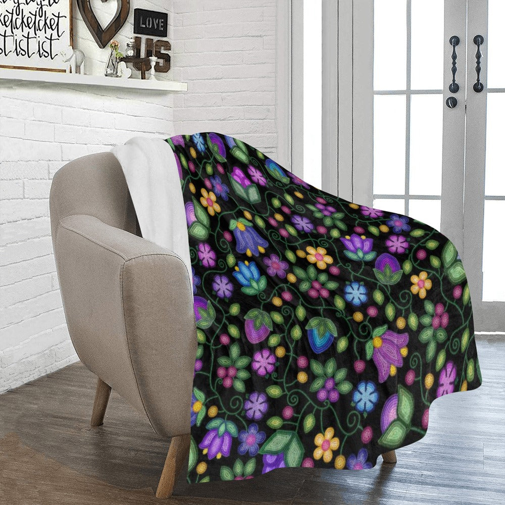 Bloom Uplift Black Large Micro Fleece Blanket
