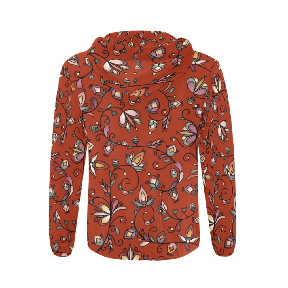 Burnt Sky Petals Red Zip Hoodie