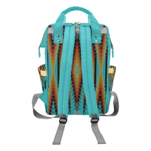 Load image into Gallery viewer, Fire Feather Turquoise Multi-Function Diaper Backpack/Diaper Bag
