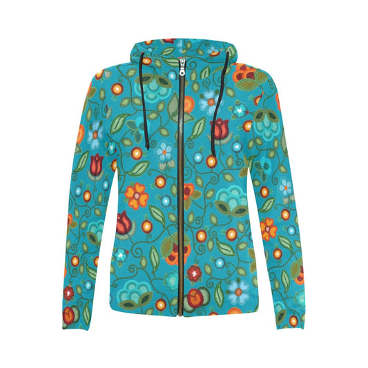 Prairie Fire Petals Ocean Full Zip Hoodie for Women