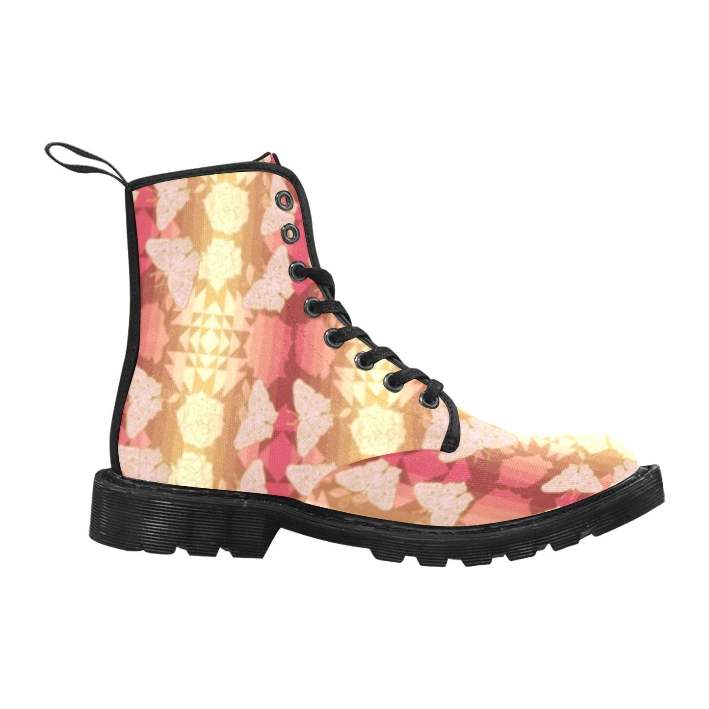 Butterfly and Roses on Geometric Boots