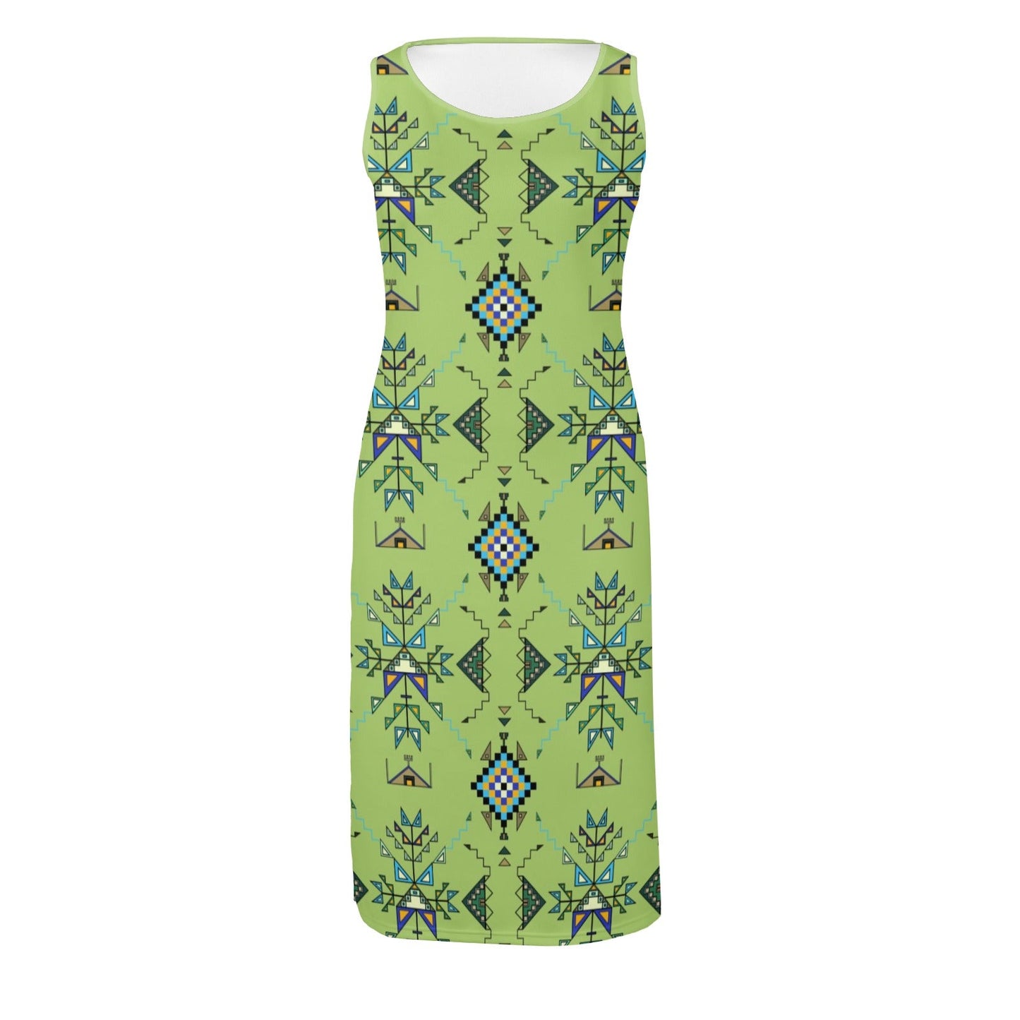 Bear Shield Green Phaedra Sleeveless Open Fork Long Dress