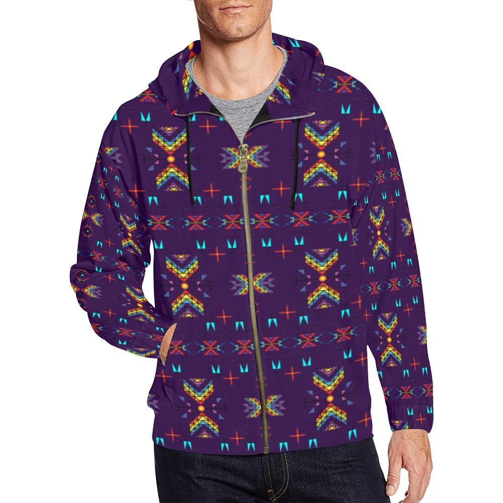 Rainy Chief Rainbow Dark Purple Men's Zipper Hoodie