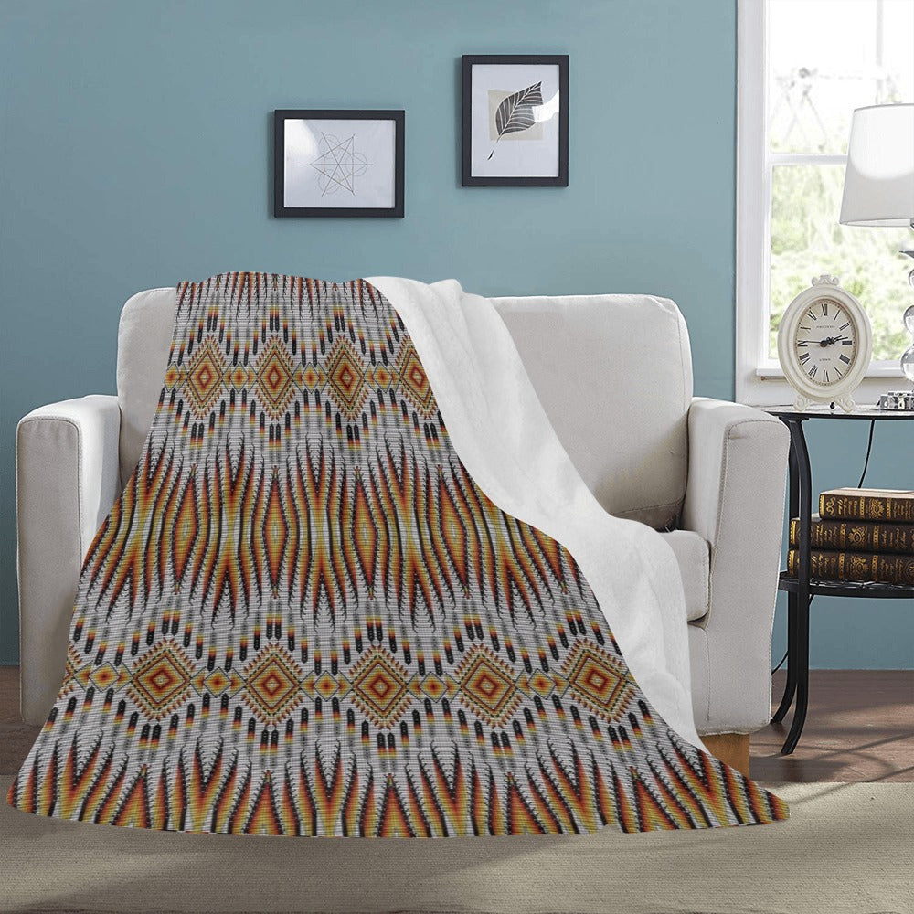 Fire Feather White X-Large Micro Fleece Blanket