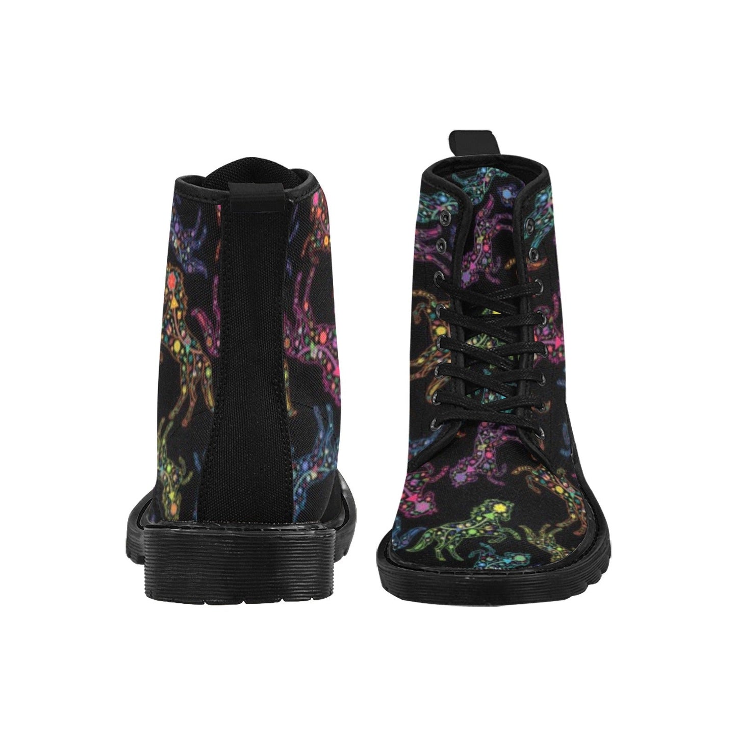 Neon Floral Horses Boots for Men