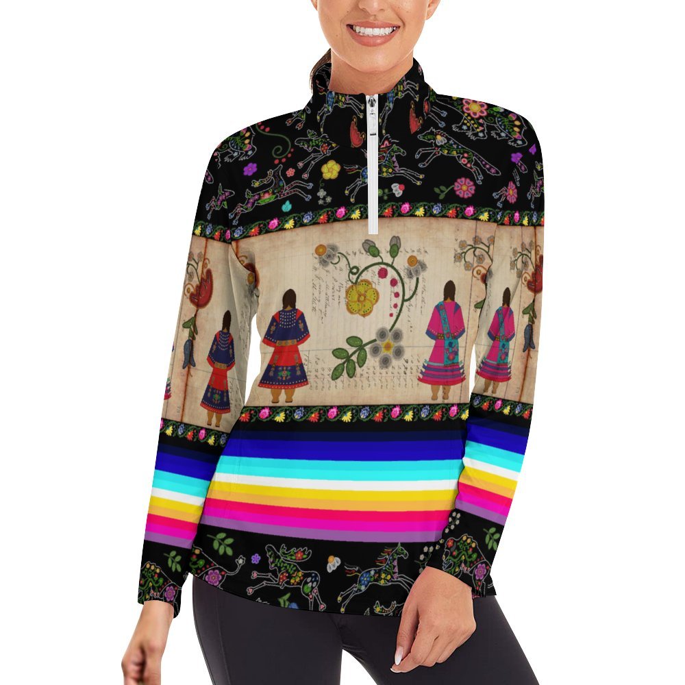 Floral Ledger Sisters Long Sleeve Yoga Shirt