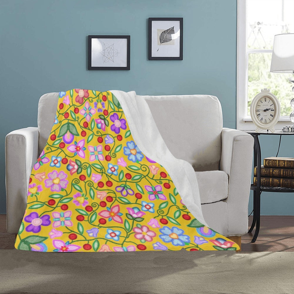 Petal Harmony Ochre Small Micro Fleece Blanket