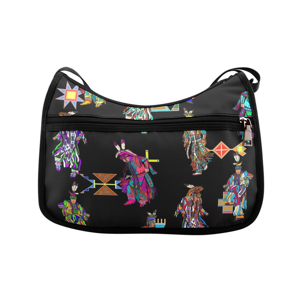 Men's Grass Dancers Black Crossbody Bag