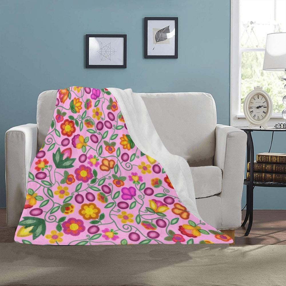 Boreal Bounty Pink Small Micro Fleece Blanket