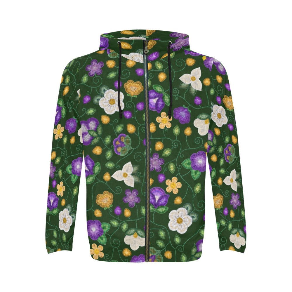 Midnight Moss Bloom Forest Zip Hoodie
