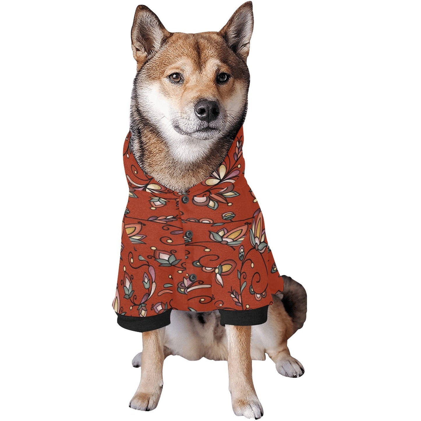 Burnt Sky Petals Red Pet Dog Hoodie