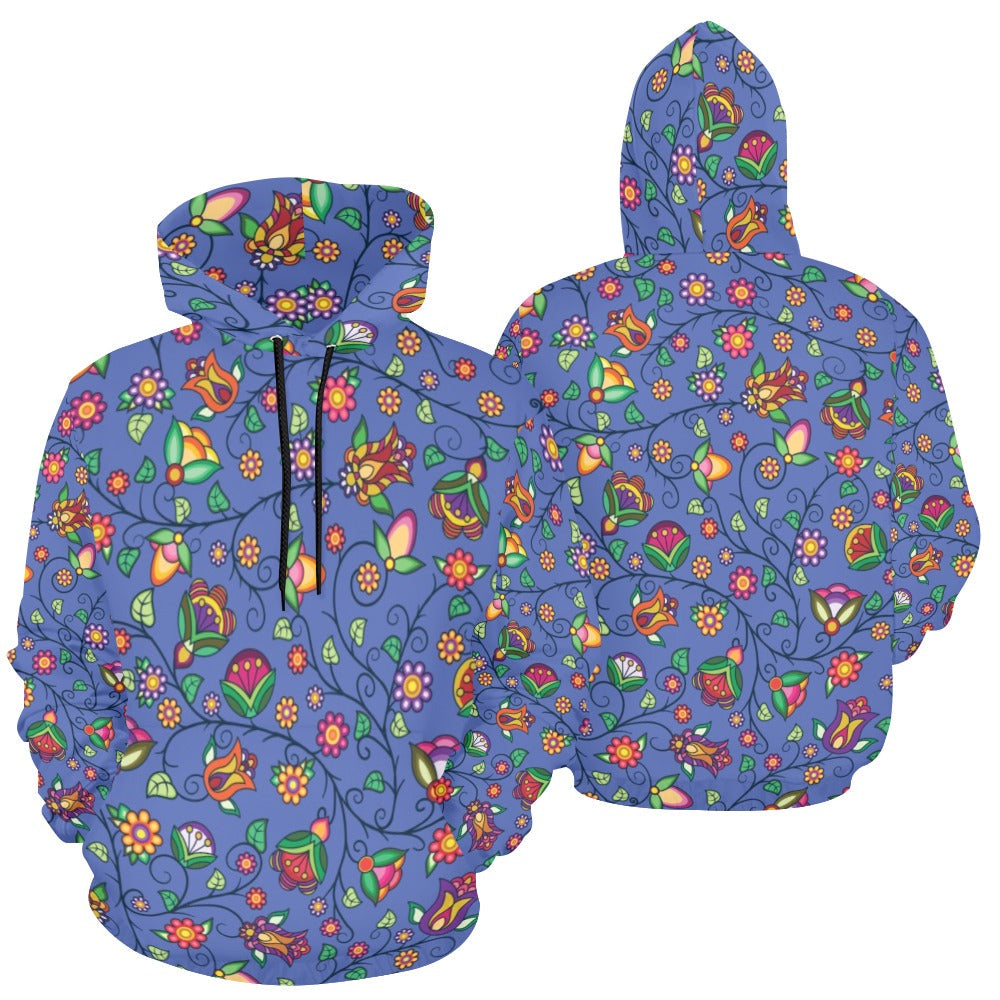 Heartbeat Petals Blue Hoodie for Women