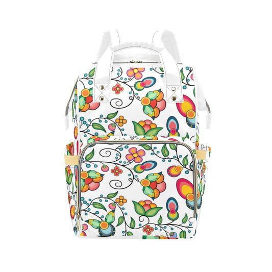 Floral Bounty White Multi-Function Diaper Backpack