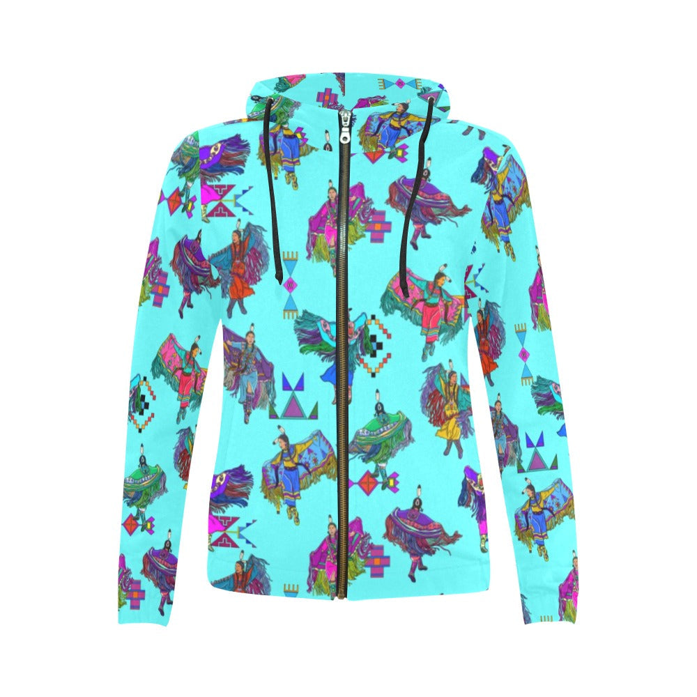 Women's Fancy Dancers Turquoise Full Zip Hoodie for Women