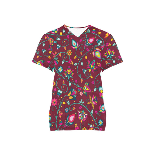 Thorny Path Cranberry Scrub Top