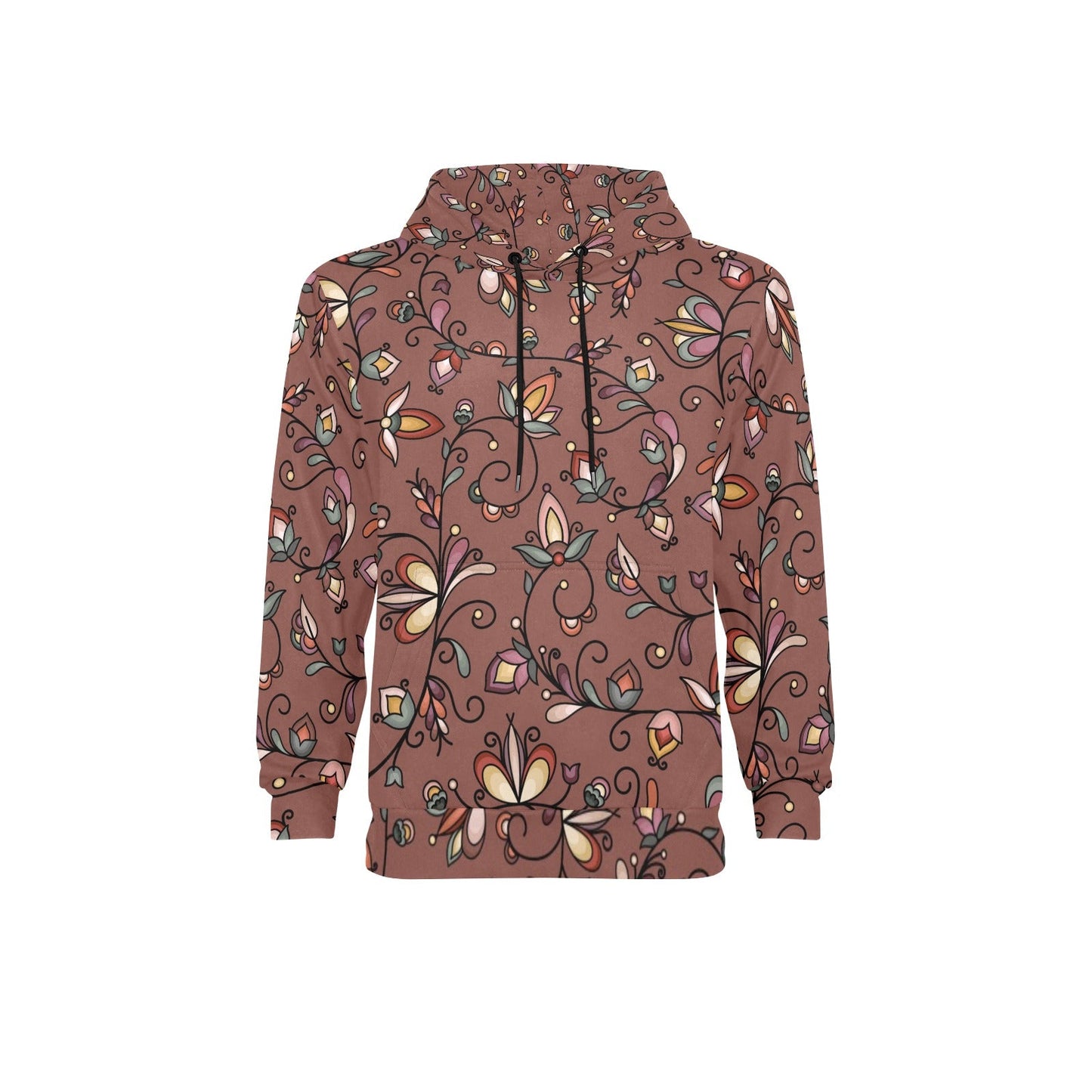 Burnt Sky Petals Brown Fleece Hoodie