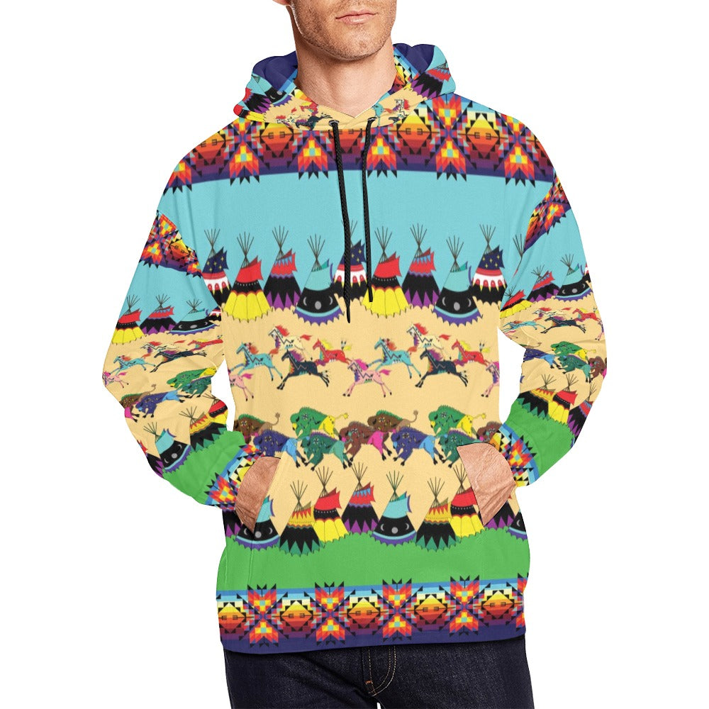 Horses and Buffalo Ledger Hoodie for Men