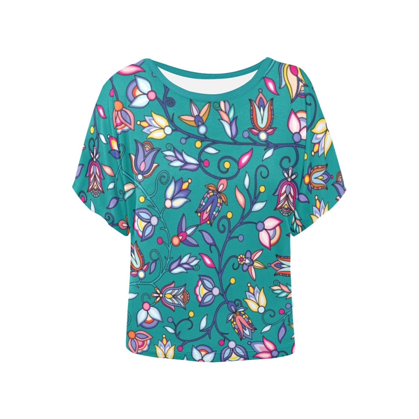 Buffalo Bloom Turquoise Women's Batwing-Sleeved Blouse T shirt