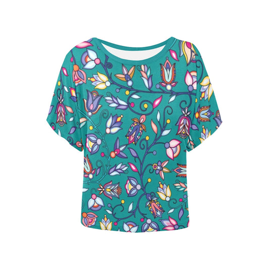 Buffalo Bloom Turquoise Women's Batwing-Sleeved Blouse T shirt