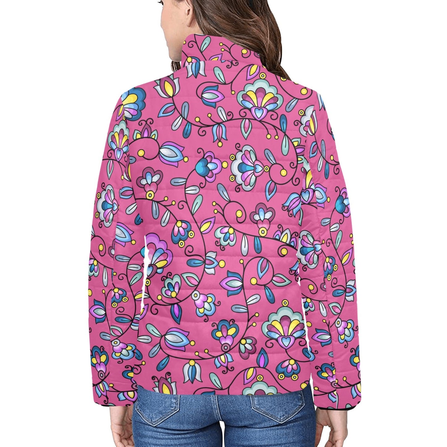 Autumn Bundle Blessing Pink Women's Stand Collar Padded Jacket