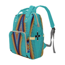 Load image into Gallery viewer, Diamond in the Bluff Turquoise Multi-Function Diaper Backpack/Diaper Bag
