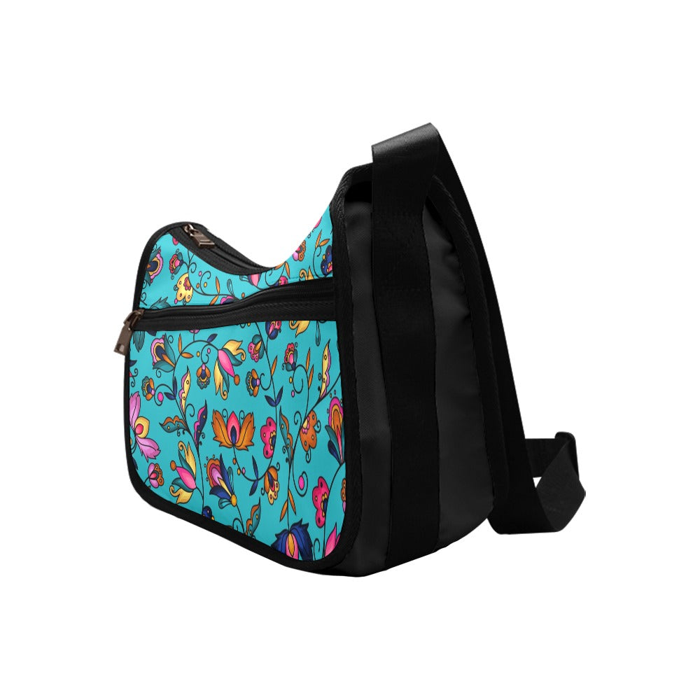 Copper Prairie Petals Turquoise Crossbody Bag