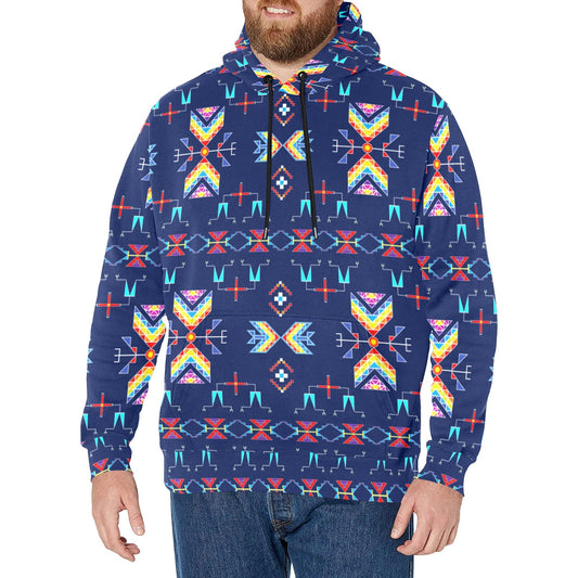 Rainy Chief Rainbow Night Lake Men's Long Sleeve Fleece Hoodie