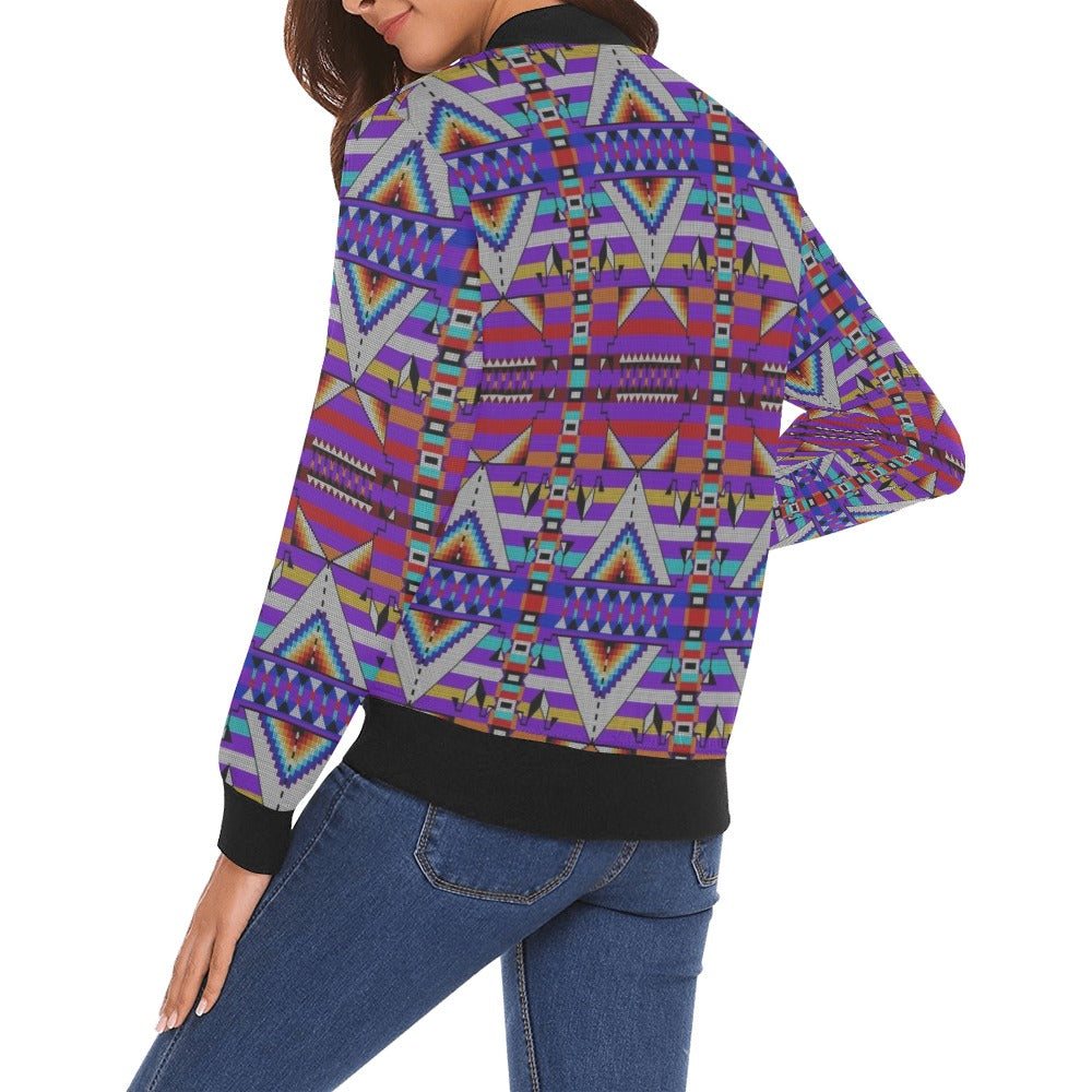 Medicine Blessing Purple Bomber Jacket for Women