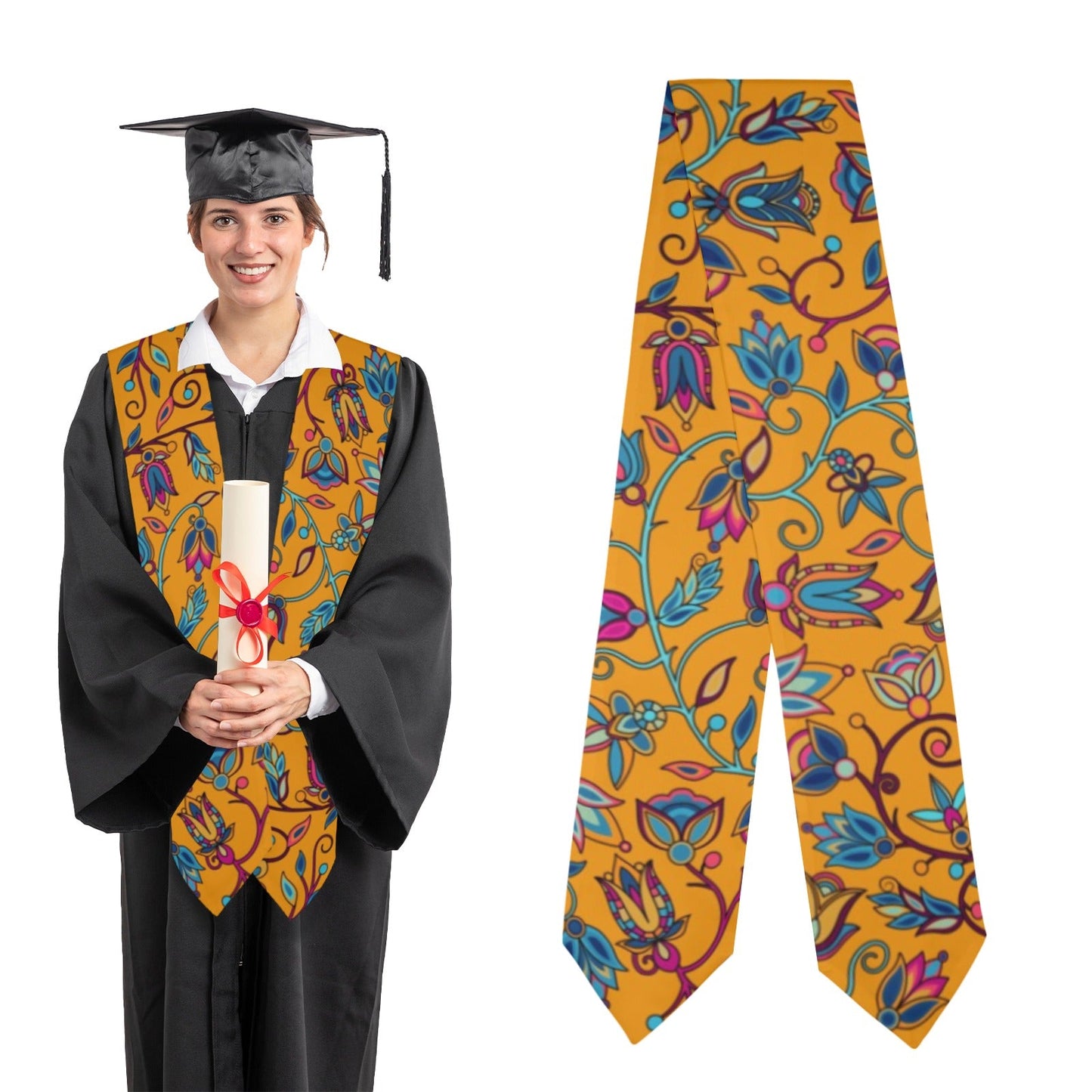 Buffalo Bloom Orange Graduation Stole