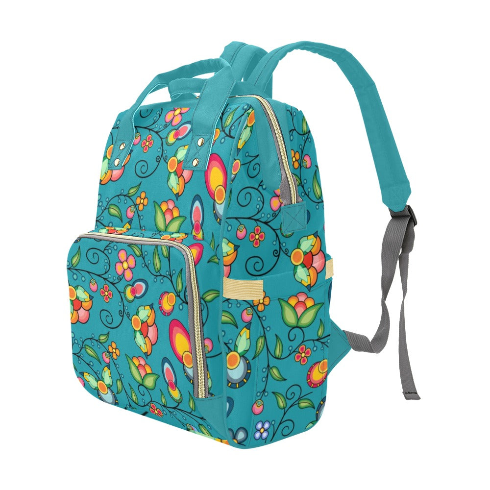 Floral Bounty Teal Multi-Function Diaper Backpack