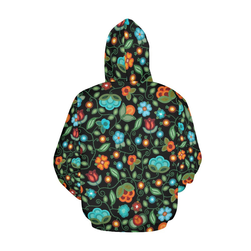 Prairie Fire Petals Black Hoodie for Women