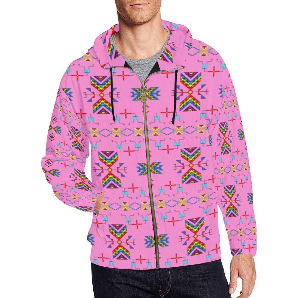 Rainy Chief Rainbow Blush Men's Zipper Hoodie